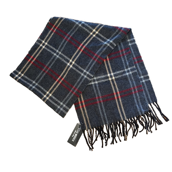 Steve Madden Plaid Muffler Scarf Charcoal Made In Italy 11" x 62" Christmas NEW - Picture 1 of 8